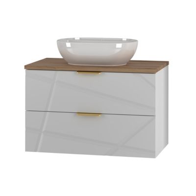 Meuble simple vasque 80cm Aurora Blanc et Bois