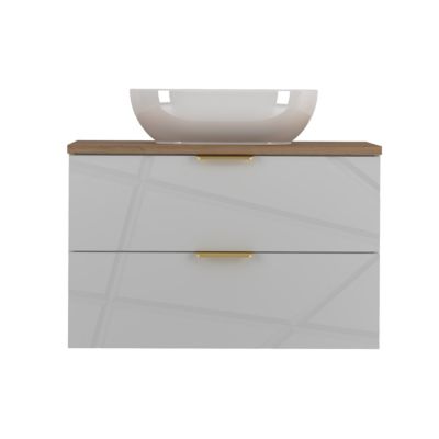 Meuble simple vasque 80cm Aurora Blanc et Bois
