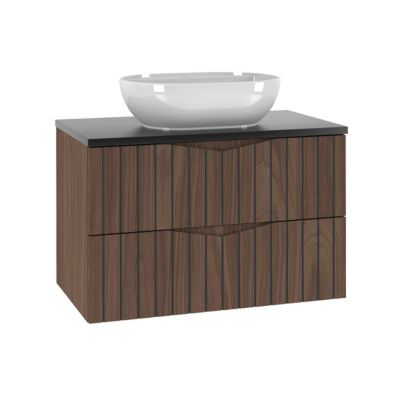 Meuble simple vasque 80cm Siena bois et noir