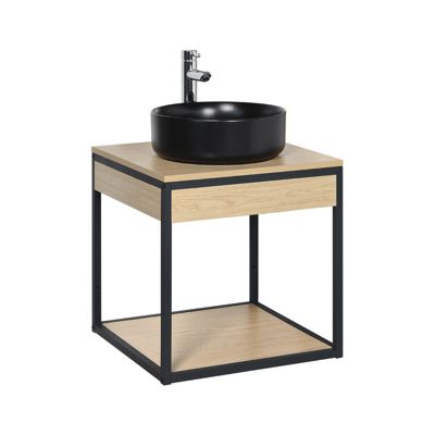 Meuble simple vasque décor chêne 50 cm NOTTO