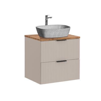 Meuble simple vasque effet pierre 60cm Adriel Cachemire et Bois
