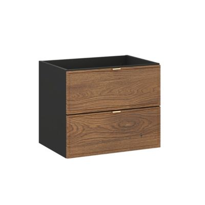 Meuble simple vasque encastrée 60cm Elena Bois et noir | Castorama