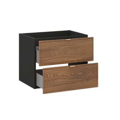 Meuble simple vasque encastrée 60cm Elena Bois et noir | Castorama