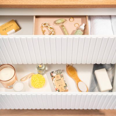 Meuble simple vasque encastrée 80cm 2 tiroirs Riva Blanc | Castorama