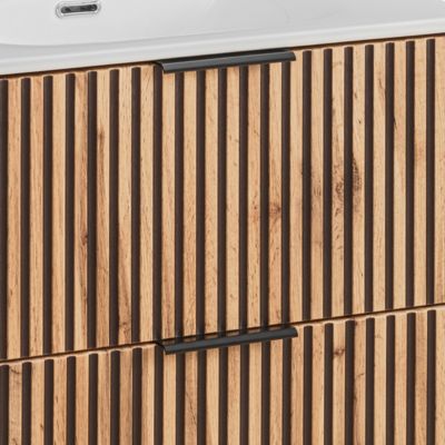Meuble simple vasque encastree 100cm Gaia Bois et Noir