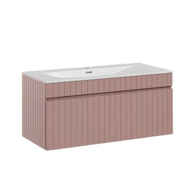 Meuble simple vasque encastree 100cm Zelie Rose