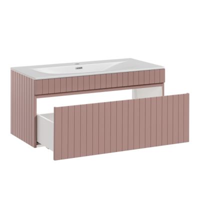 Meuble simple vasque encastree 100cm Zelie Rose