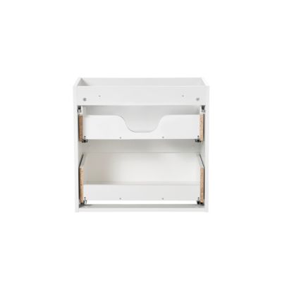 Meuble simple vasque encastree 60cm 2 tiroirs Riva Blanc