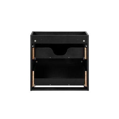 Meuble simple vasque encastree 60cm 2 tiroirs Riva Noir