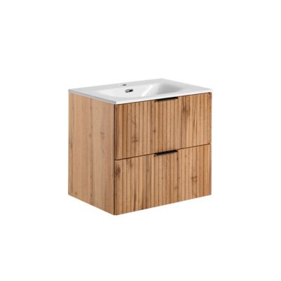 Meuble simple vasque encastree 60cm Adriel Bois