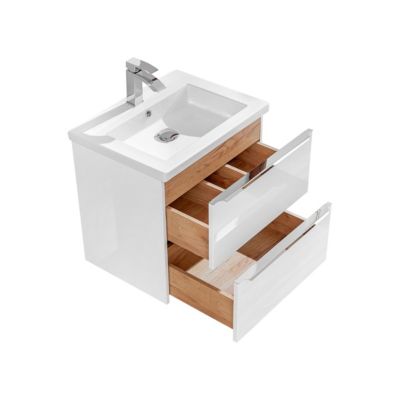 Meuble simple vasque encastree 60cm April Blanc