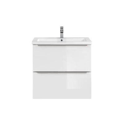 Meuble simple vasque encastree 60cm April Blanc