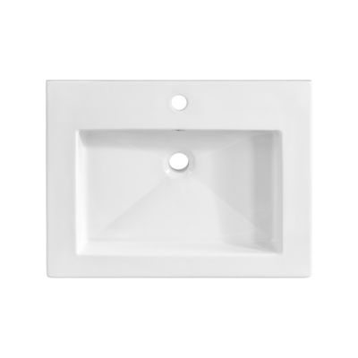 Meuble simple vasque encastree 60cm April Blanc