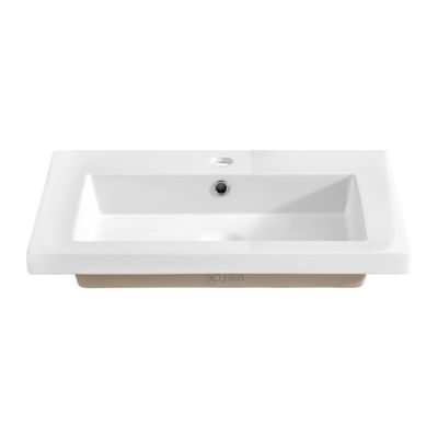 Meuble simple vasque encastree 60cm April Blanc