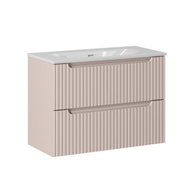 Meuble simple vasque encastree 80cm 2 tiroirs Riva Cachemire