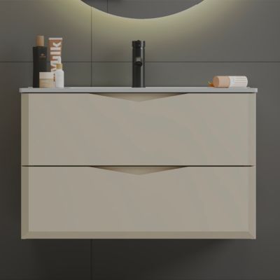 Meuble simple vasque encastree 80cm Ellie Cachemire