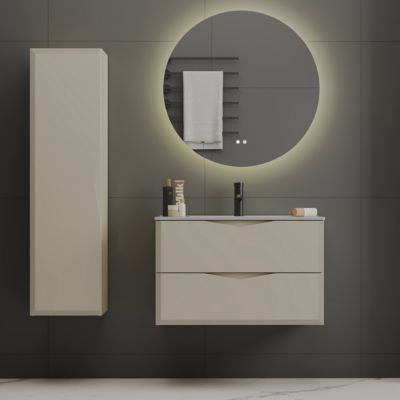 Meuble simple vasque encastree 80cm Ellie Cachemire