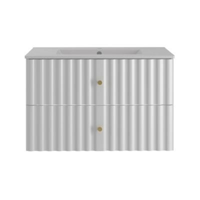 Meuble simple vasque encastree 80cm Izae Blanc