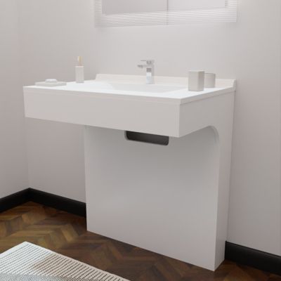 Meuble simple vasque PMR EPURE 80 cm - Blanc brillant