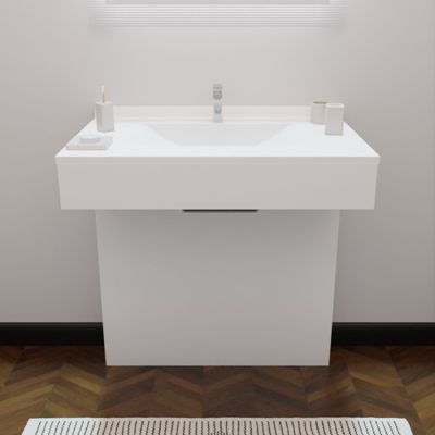 Meuble simple vasque PMR EPURE 80 cm - Blanc brillant