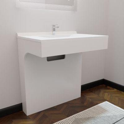Meuble simple vasque PMR EPURE 80 cm - Blanc brillant