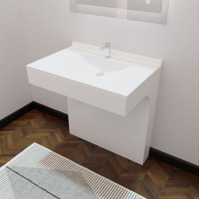 Meuble simple vasque PMR EPURE 80 cm - Blanc brillant