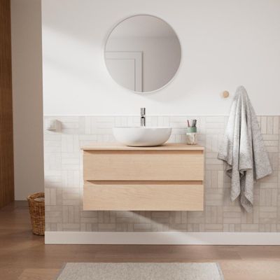 Meuble simple vasque SORRENTO décor chêne 80 cm