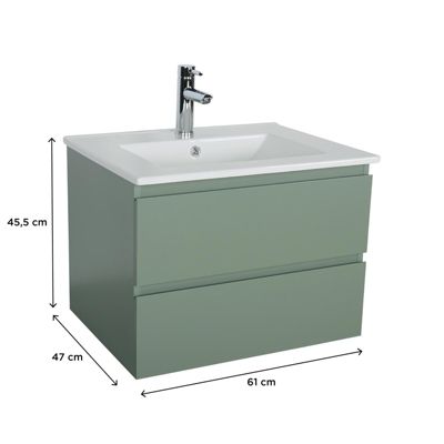 Meuble simple vasque SORRENTO vert 60 cm