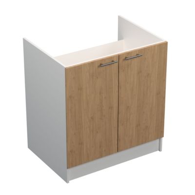 Meuble Sous Évier Cuisine 120 Cm Blanc Avec Évier Inox Et Commode 4 Tiroirs