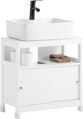 Meuble Sous-Lavabo à 2Étagères,2Portes Coulissantes,Rangement Salle de Bain BZR185-W SoBuy