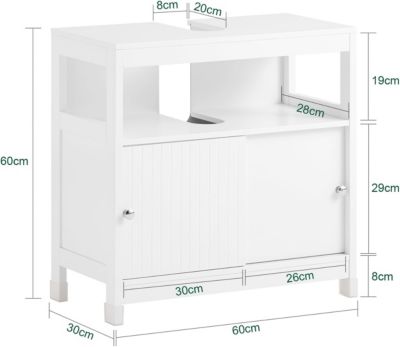 Meuble Sous-Lavabo à 2Étagères,2Portes Coulissantes,Rangement Salle de Bain BZR185-W SoBuy