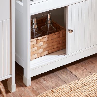 Meuble Sous-Lavabo à 2Étagères,2Portes Coulissantes,Rangement Salle de Bain BZR185-W SoBuy