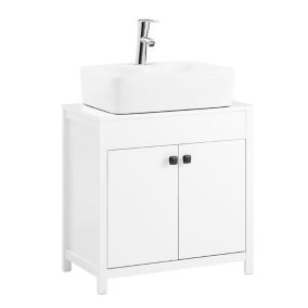 Meuble sous-Lavabo à 2 étages réglable et 2 Portes, Placard de Rangement, BZR98-W, SoBuy