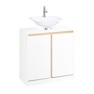 Meuble sous-Lavabo avec 2 étages et 2 Portes Placard de Rangement, BZR78-W, SoBuy