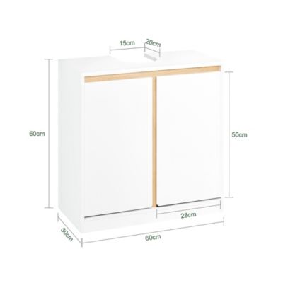 Meuble sous-Lavabo avec 2 étages et 2 Portes Placard de Rangement, BZR78-W, SoBuy