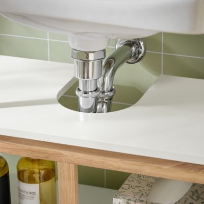 Meuble sous-Lavabo avec 2 étages et 2 Portes Placard de Rangement, BZR78-W, SoBuy