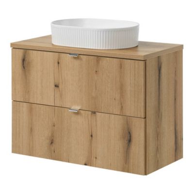 Meuble sous lavabo avec vasque 80 x 71 x 40 cm aspect chêne en.casa