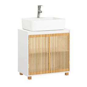 Meuble sous Lavabo de Salle de Bain à 2 Portes en Bambou, BZR125-W, SoBuy