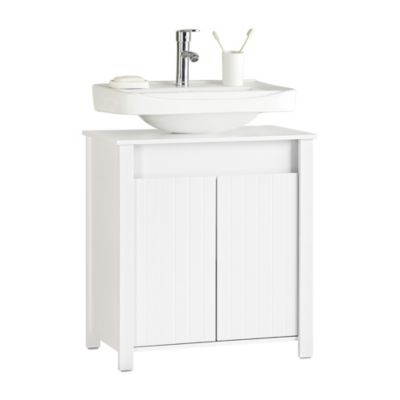 Meuble sous Lavabo de Salle de Bain avec 2 Portes, BZR101-W, SoBuy