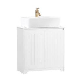 Meuble sous Lavabo de Salle de Bain avec 2 Portes, BZR108-W, SoBuy