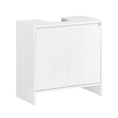 Meuble sous Lavabo de Salle de Bain avec 2 Portes et 2 Étagères, Blanc, L60xP30xH61 cm, BZR157-W