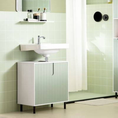 Meuble sous Lavabo Salle de Bain, Meuble sous Vasque avec 2 Portes,  SoBuy, BZR139-GR
