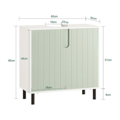 Meuble sous Lavabo Salle de Bain, Meuble sous Vasque avec 2 Portes,  SoBuy, BZR139-GR