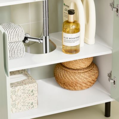 Meuble sous Lavabo Salle de Bain, Meuble sous Vasque avec 2 Portes,  SoBuy, BZR139-GR