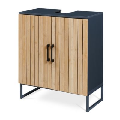 Meuble sous lavabo Svanes avec 3 compartiments 70 x 60 x 30 cm gris foncé naturel en.casa
