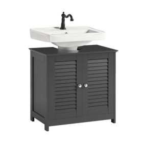 Meuble sous-Lavabo Vasque Housse Colonne lavabo, 2 Portes, FRG237-II-DG, SoBuy