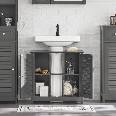 Meuble sous-Lavabo Vasque Housse Colonne lavabo, 2 Portes, FRG237-II-DG, SoBuy