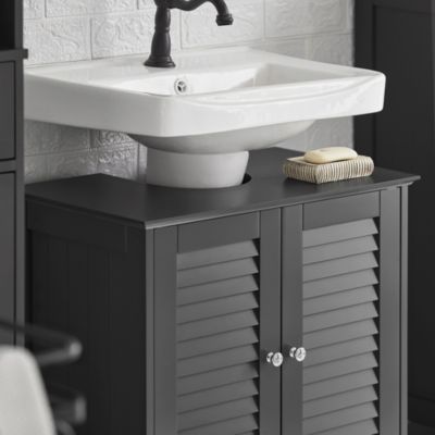 Meuble sous-Lavabo Vasque Housse Colonne lavabo, 2 Portes, FRG237-II-DG, SoBuy