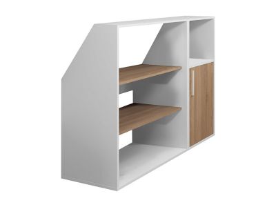 Meuble sous pente 1 porte, 2 étagères et 1 niche - Blanc et naturel - ADEZIO