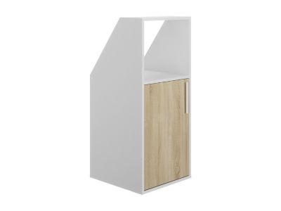 Meuble sous pente 1 porte et 1 niche - Blanc et naturel - ADEZIO